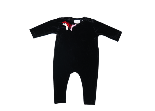 Black Velvet Baby Girl Romper